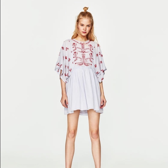 zara blue smock dress